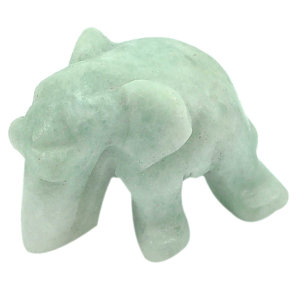 Green White Jade 50.50 Ct. Elephant Carving Natural Gemstone Unheated Thailand