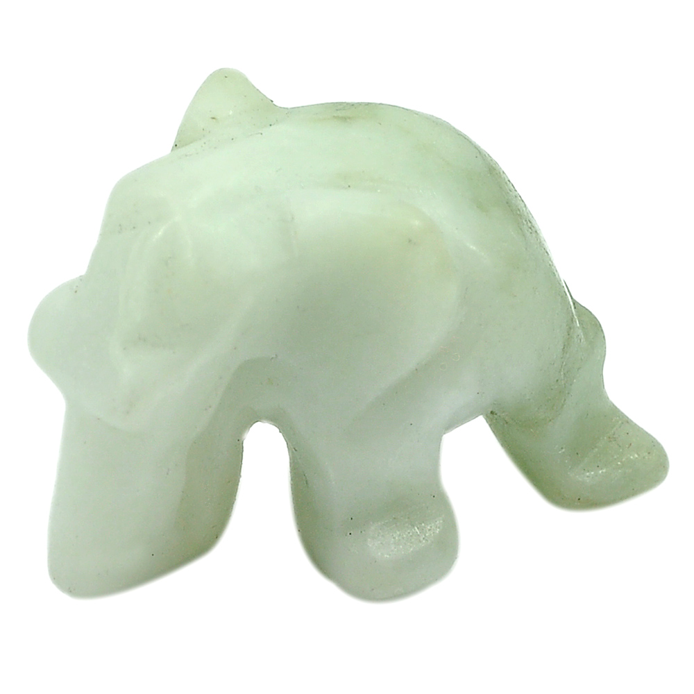 Green White Jade 60.18 Ct. Elephant Carving Size 26 x 19 Mm. Natural Gemstone
