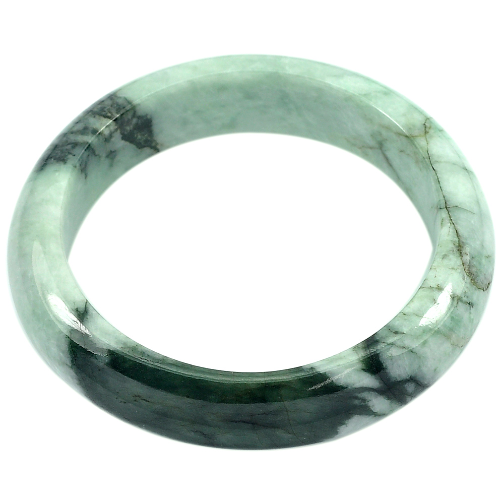 360.93 Ct. Natural Gemstone Green White Jade Bangle Diameter 57mm.Unheated