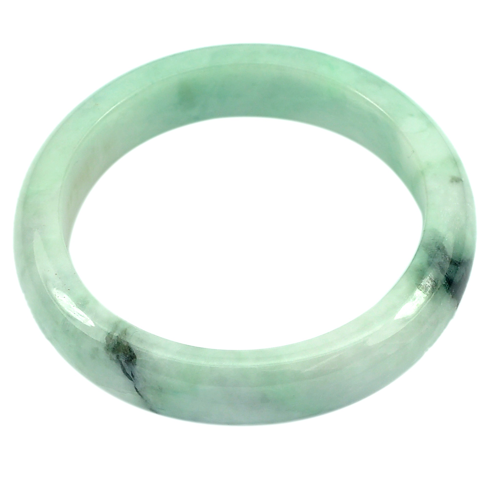 317.56 Ct. Natural Gem Green White Jade Bangle Diameter 57 mm. Unheated