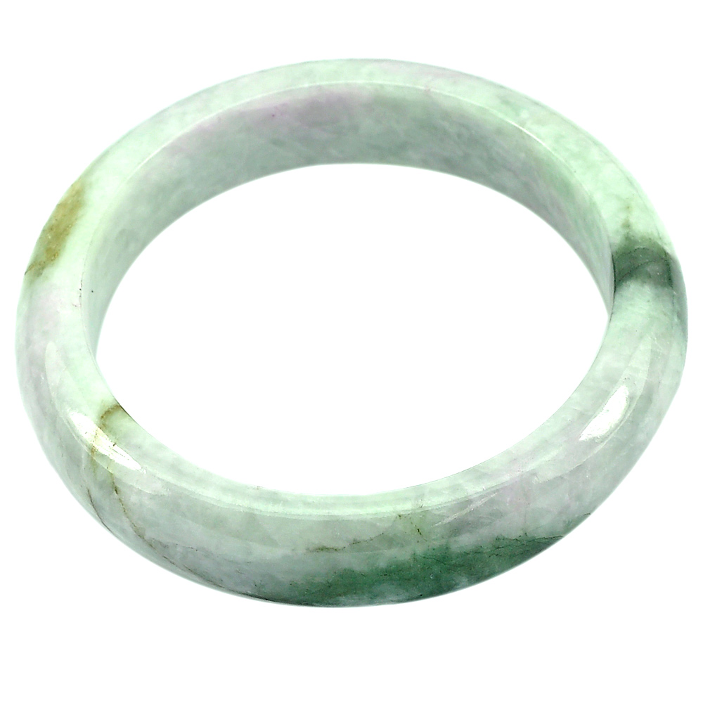 345.34 Ct. Natural Green White Jade Bangle Diameter 57 mm. Unheated