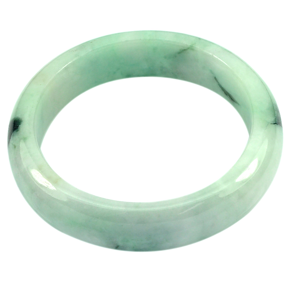 353.56 Ct. Natural Gemstone Green White Jade Bangle Diameter 56 mm.Unheated