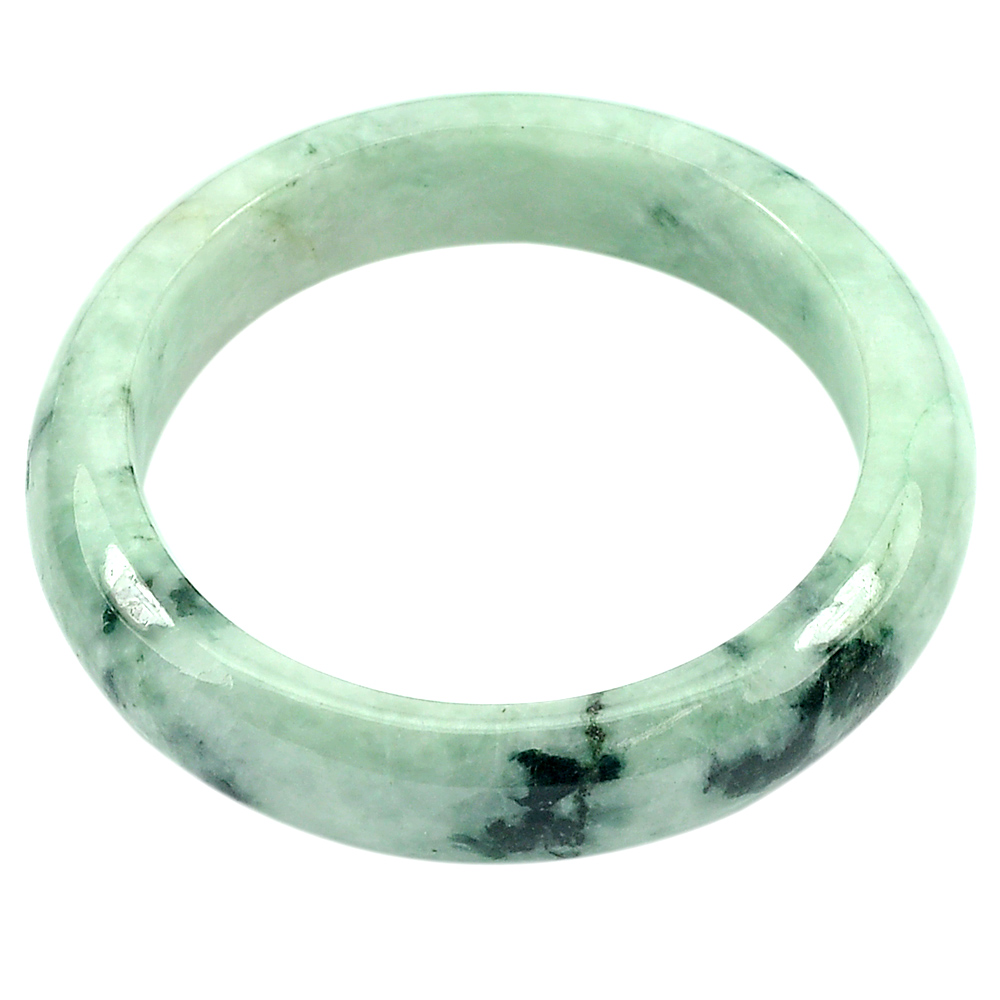 356.87 Ct. Natural Gemstone Green White Jade Bangle Size 73 x 57 x 15 mm.
