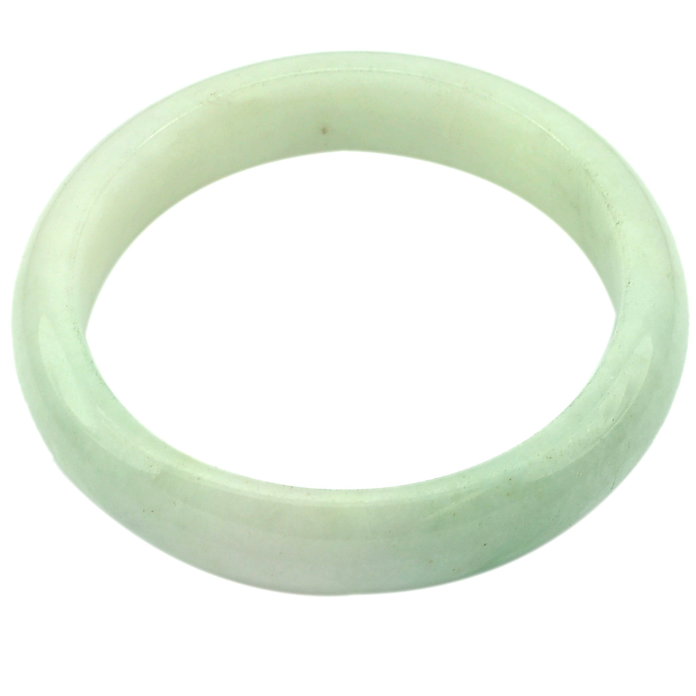 317.79 Ct. Natural Gemstone Green White Jade Bangle Diameter 60 mm. Unheated