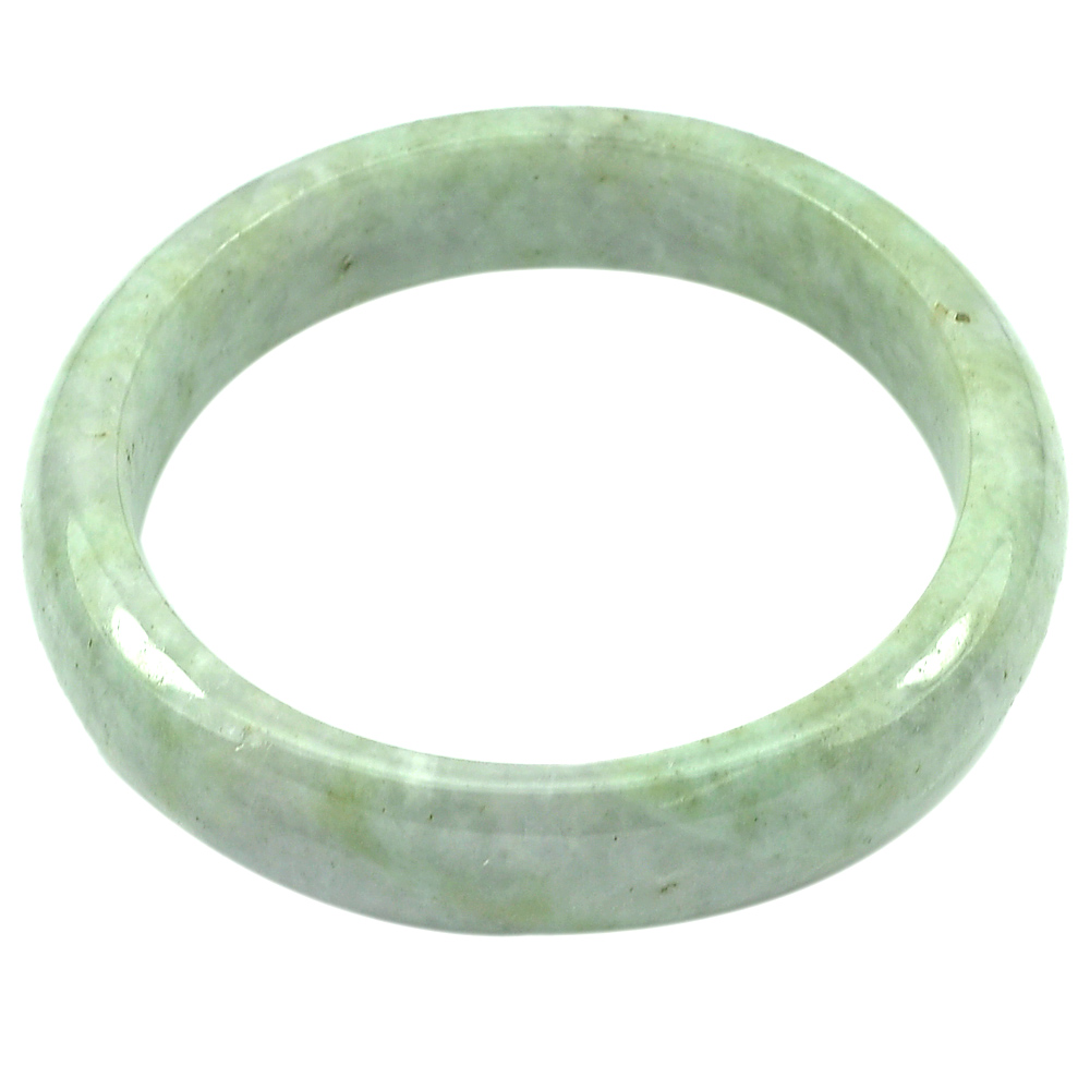 344.41 Ct. Natural Gemstone Green White Jade Bangle Diameter 59 mm. Unheated