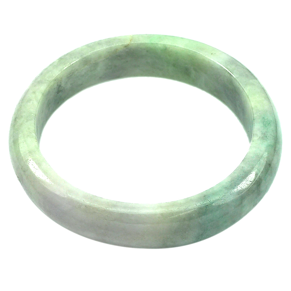 328.30  Ct. Natural Gemstone Green White Jade Bangle Size 74 x 59 x 15 mm.