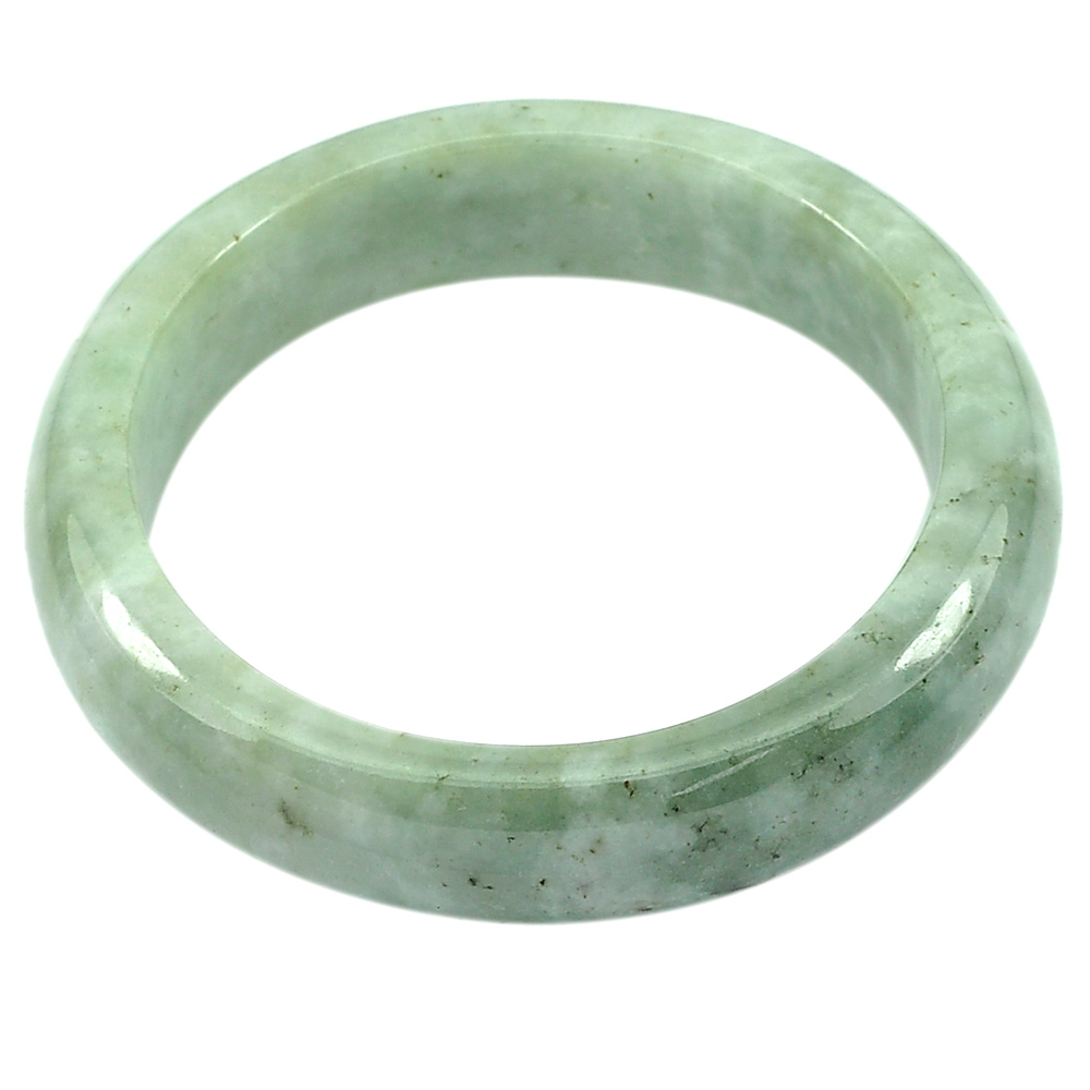 346.68 Ct. Natural Gemstone Green White Jade Bangle Size 72 x 57 x 15 mm.