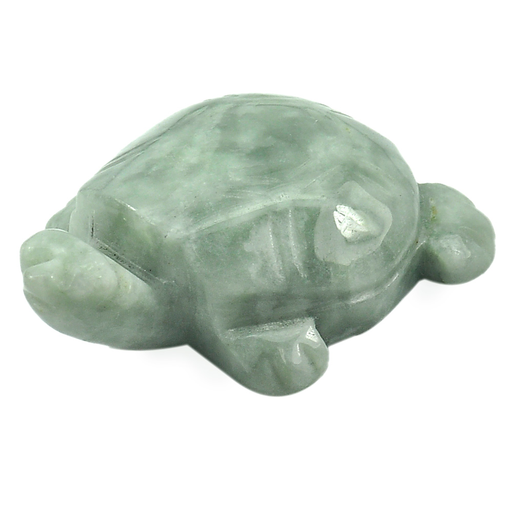 Green White Jade 231.00 Ct. Turtle Carving 48 x 37 Mm. Natural Gemstone Unheated