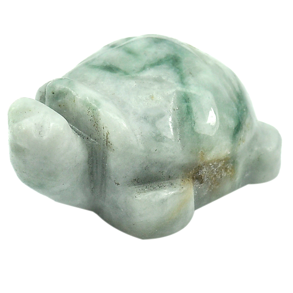 Green White Jade 114.54 Ct. Turtle Carving 32 x 26 x 16 Mm. Natural Gemstone