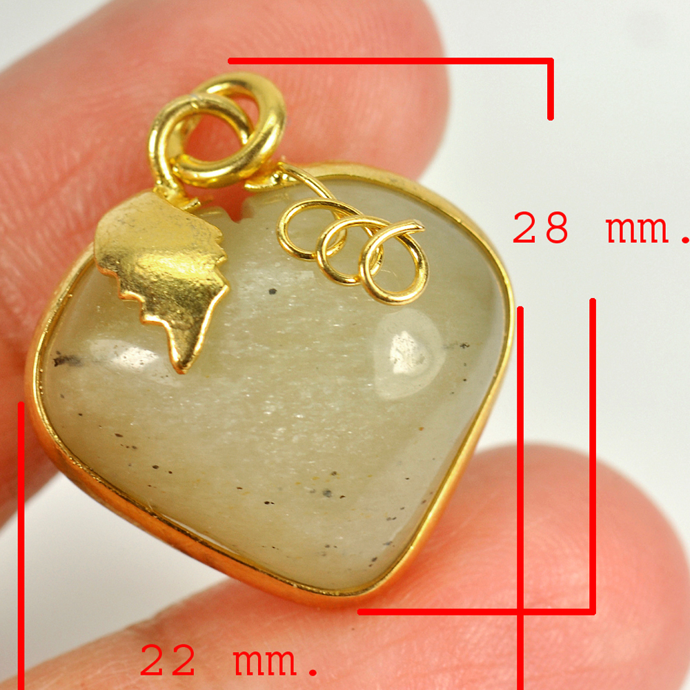 37.69 Ct. Natural Gemstone Multi-Color Jade Heart Nickel Pendant 28x22Mm.