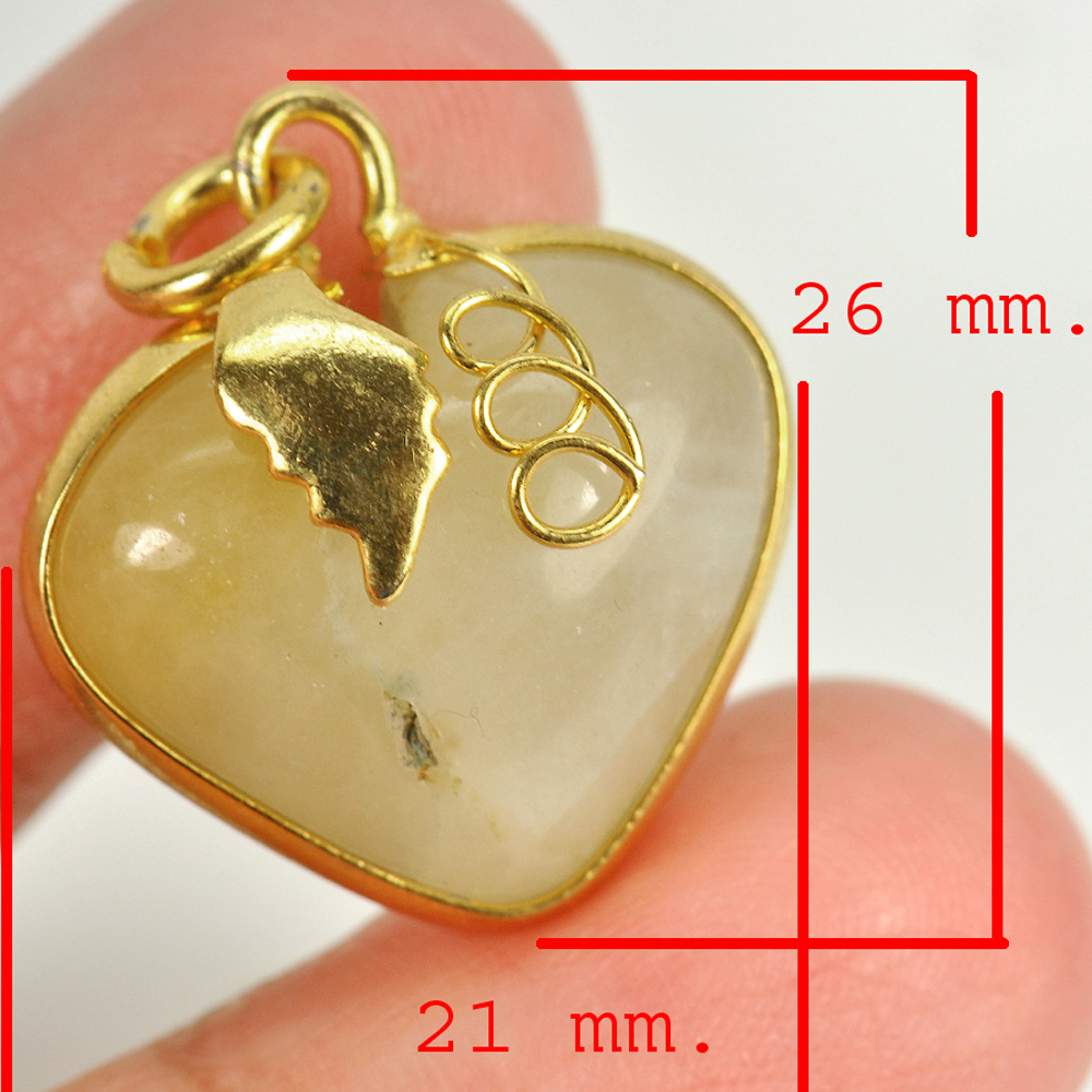 32.90 Ct. Natural Gemstone Multi-Color Jade Heart Nickel Pendant 26x21Mm.