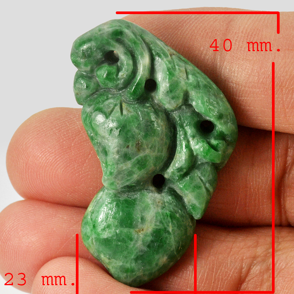 Green Jade Fruit Carving Size47x23 mm. 59.76 Ct. Natural Gemstone Unheated
