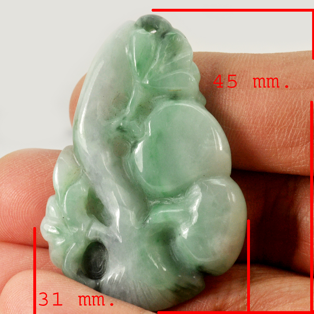 Green White Jade Fruit Carving Size 45x31mm. 72.10 Ct. Natural Gemstone Unheated