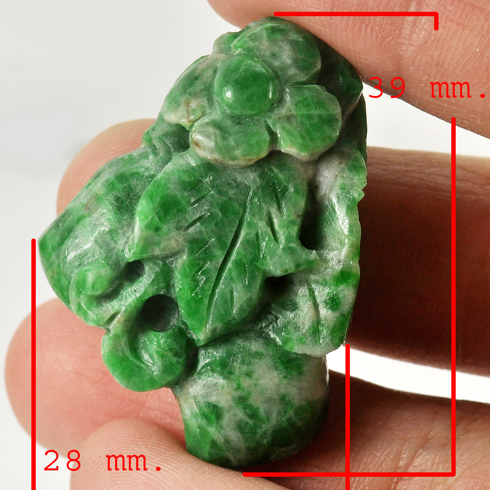 Green White Jade Fruit Carving Size39x28 mm. 74.18 Ct. Natural Gemstone Unheated