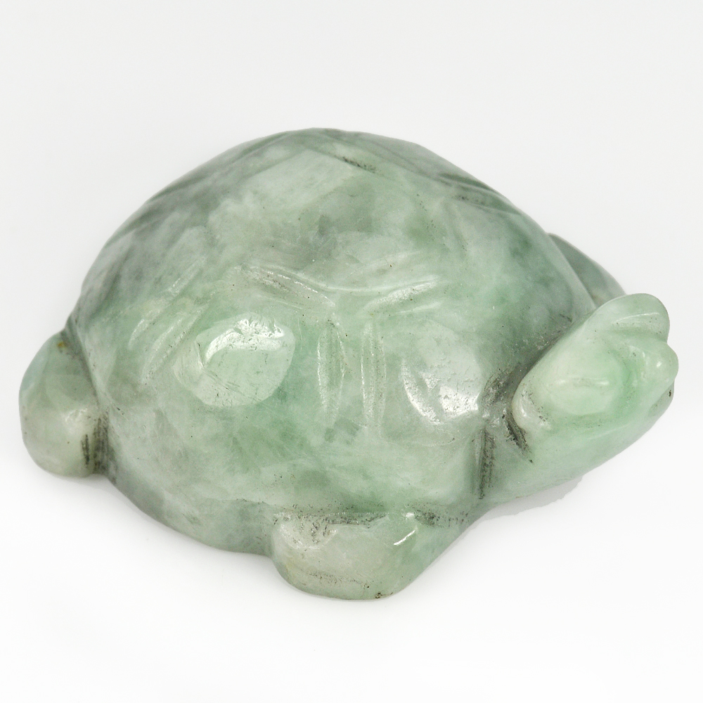 Green White Jade Turtle Carving 48x38 Mm. 263.65 Ct. Natural Gemstone Unheated