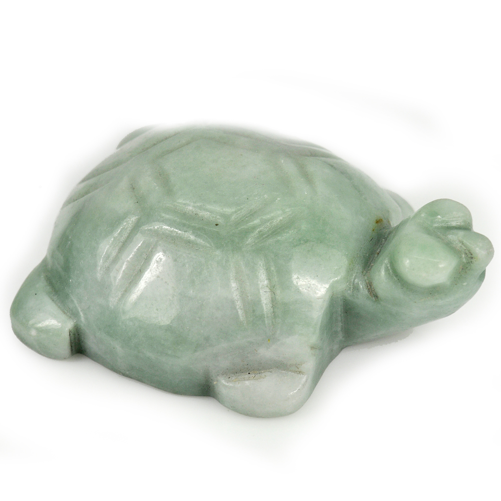 Green White Jade Turtle Carving 49x36 Mm. Unheated 233.68 Ct. Natural Gemstone