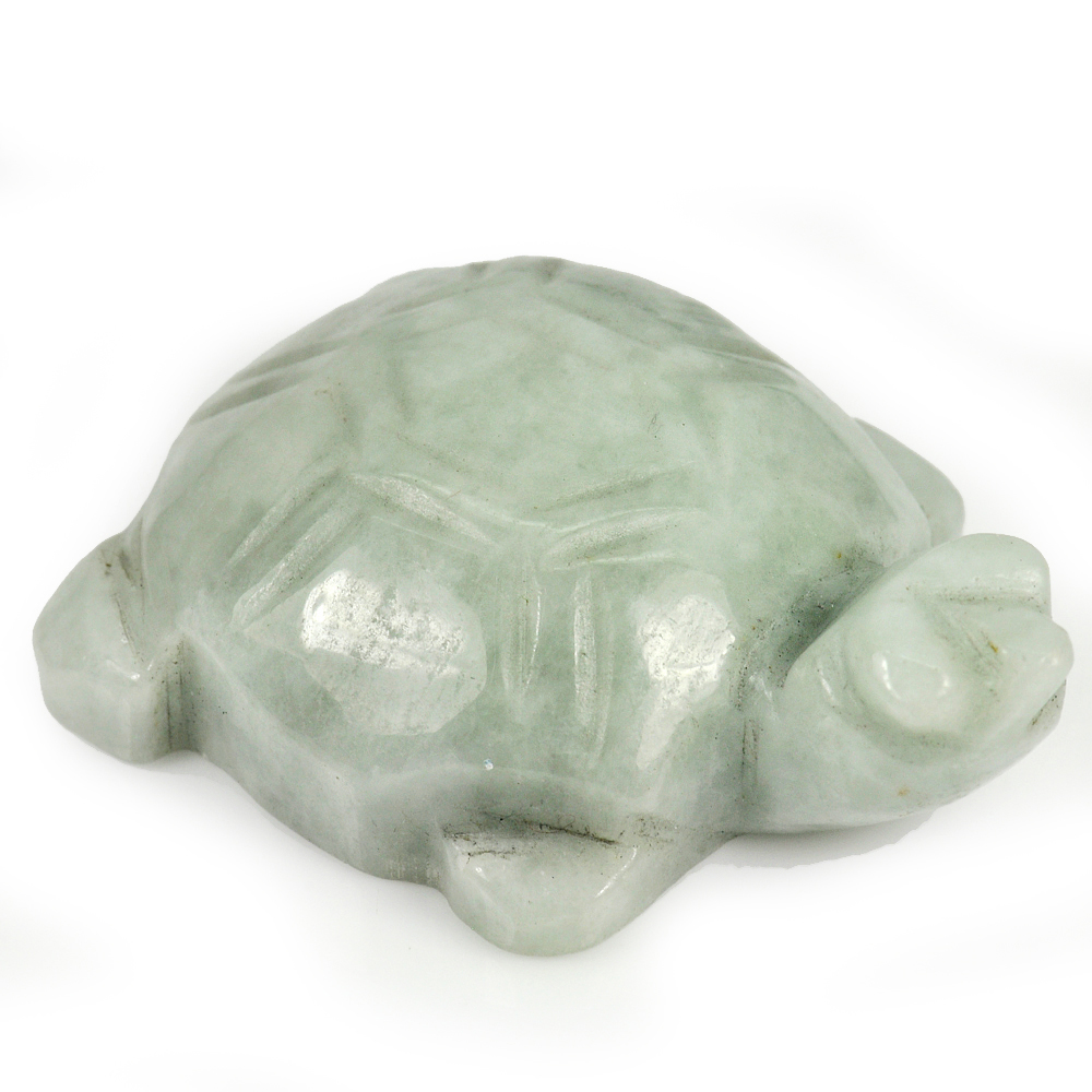 Green White Jade Turtle Carving 51x36 Mm. Unheated 246.80 Ct. Natural Gemstone