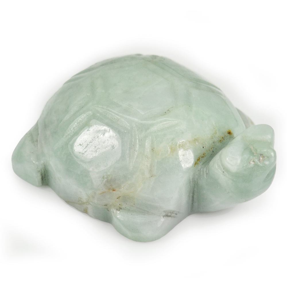 Green White Jade Turtle Carving 47x35 Mm. Unheated 256.33 Ct. Natural Gemstone