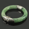 412.89 Ct. Attractive Natural Green Jade Silver Bangle Size 80 Mm.