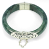 Unheated 353.08 Ct. Natural Gem Green Jade Bangle with Silver 75 x 60 x 15 Mm. Unheated 353.08 Ct. Natural Gem Green Jade Bangle with Silver 75 x 60 x 15 Mm.