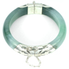 Unheated 323.79 Ct. Lovely Natural Green Jade Bangle with Silver Diameter 55 mm. Unheated 323.79 Ct. Lovely Natural Green Jade Bangle with Silver Diameter 55 mm.