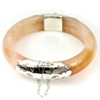 391.02 Ct. Diameter 65 Mm. Natural Gemstone Brown Honey Jade Bangle with Silver