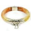 300 Ct. Natural Gemstone Brown Honey Jade Bangle with Silver Diameter 65 mm.