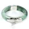 Natural Gemstone Green Jade Bangle with Silver Diameter 60 Mm. 400 Ct. Unheated