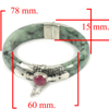Green Jade Bangle with Silver Diameter 60 Mm. 373.05 Ct. Natural Gem Red Ruby