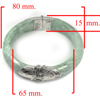 Green Jade Bangle with Silver 389.44 Ct. Size 80 x 65 x 15 Mm. Natural Gemstone