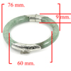 Green Jade Bangle with Silver Diameter 60 Mm. 239.32 Ct. Natural Gemstone