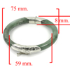 Green Jade Bangle with Silver Diameter 59 Mm. 206.91 Ct. Natural Gemstone