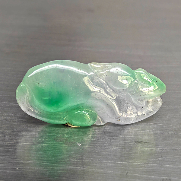 Natural Multi Color Green Jade Gemstones 21.46 Ct. Carving Shape 31 x 14.5 Mm.