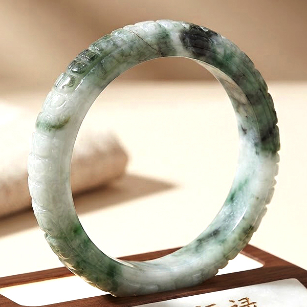 Natural Multi Color Jade Gemstones 274.59 Ct. Bangle Round Carving Shape 75 x 13 Mm.