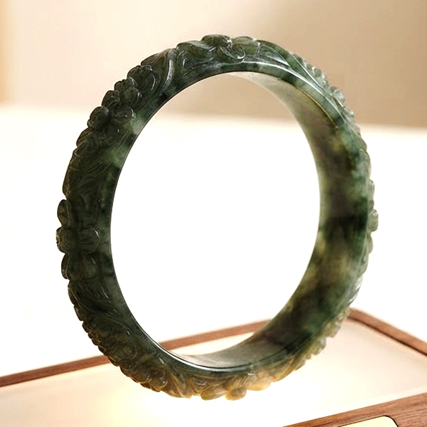 Natural Multi Color Jade Gemstones 263.42 Ct. Bangle Round Carving Shape 75 x 15 Mm.