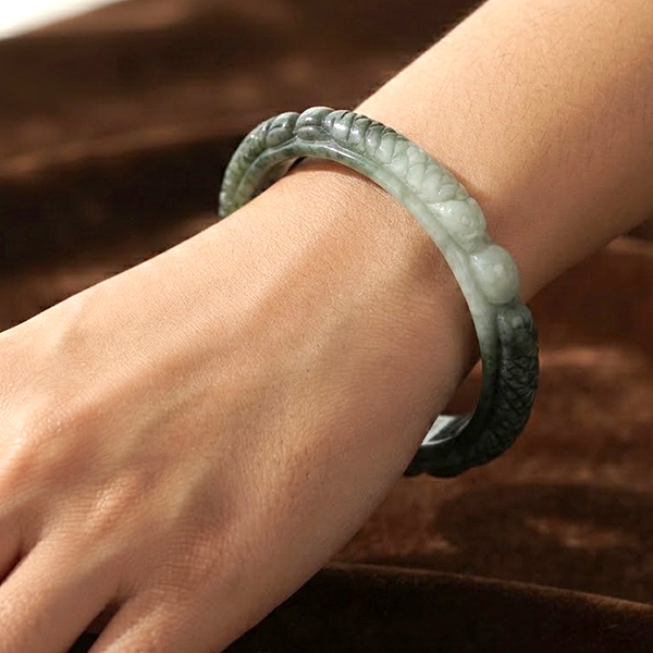 Natural Multi Color Jade Gemstones 241.78 Ct. Bangle Round Carving Shape 70 x 10 Mm.