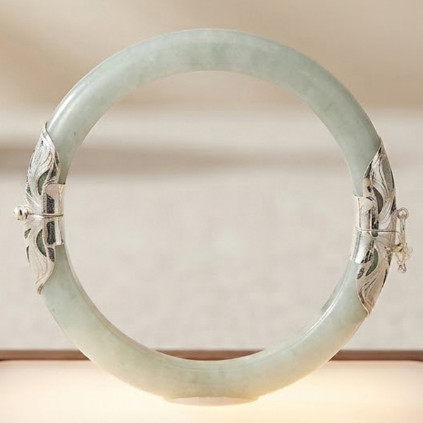 Natural Multi Color Jade Gemstones 323.89 Ct. Bangle Round Cabochon Shape With 925 Sterling Silver
