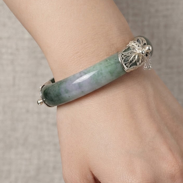 Natural Genuine Multi Color Jade Gemstones 425 Ct. Bangle Round Cabochon With 925 Silver Jewelry