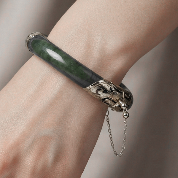 Natural Genuine Multi Color Jade Gemstones 400 Ct. Bangle Round Cabochon With 925 Silver Jewelry