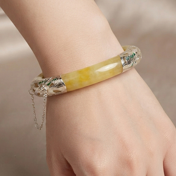 Natural Genuine Multi Color Jade Gemstones 400 Ct. Bangle Round Cabochon With 925 Silver Jewelry