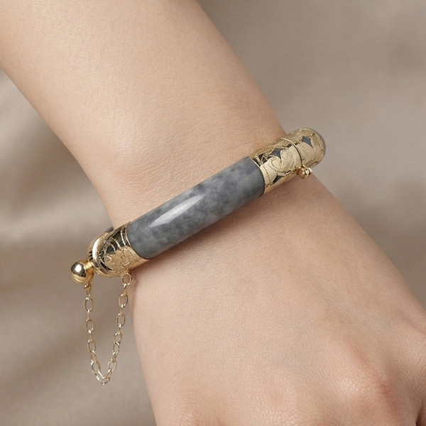 Natural Genuine Multi Color Jade Gemstones 375 Ct. Bangle Round Cabochon With 925 Silver Jewelry