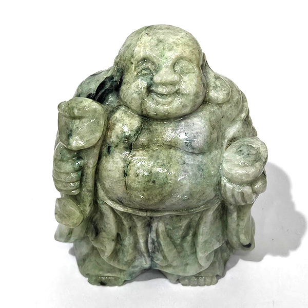 Natural Multi Color Jade Gemstones 1925 Ct. Very Rich Happy Buddha Carving Shape 85 x 50 Mm.