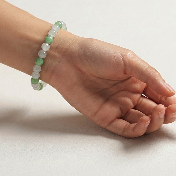 Natural Multi-Color Type A Jade Gemstones 79.58 Ct. Beads Round Cabochon Shape Flexibility Bracelet