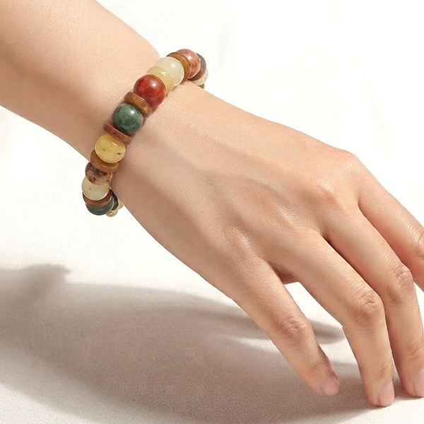 Natural Multi Color Jade Gemstones 174.43 Ct. Beads Flexibility Bracelet Mixed Shape