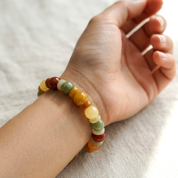 Natural Multi Color Jade Gemstones 170.78  Ct. Beads Flexibility Bracelet Mixed Shape