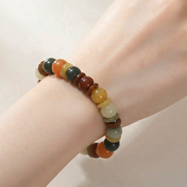 Natural Multi Color Jade Gemstones 187.16 Ct. Beads Flexibility Bracelet Mixed Shape