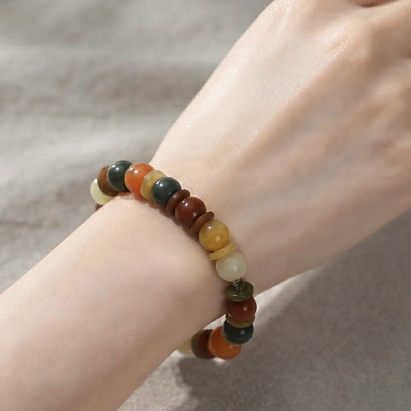 Natural Multi Color Jade Gemstones 154.06 Ct. Beads Flexibility Bracelet Mixed Shape