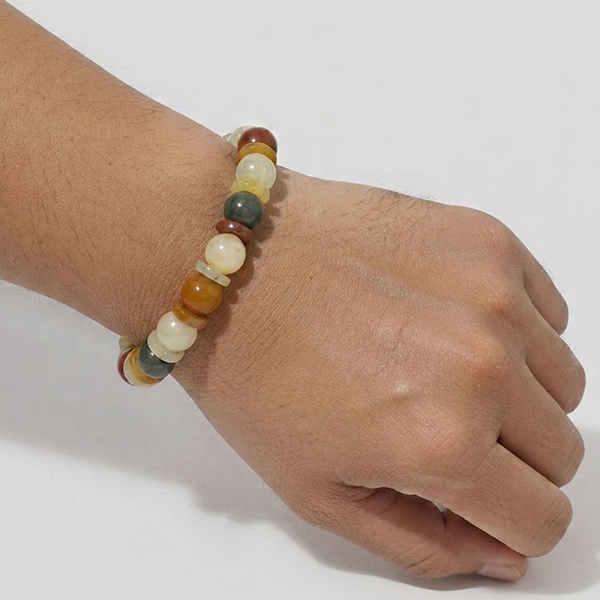 Natural Multi Color Jade Gemstones 166.64 Ct. Beads Flexibility Bracelet Mixed Shape