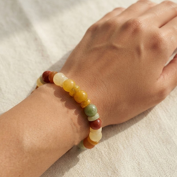 Natural Multi Color Jade Gemstones 147.24 Ct. Beads Flexibility Bracelet Mixed Shape