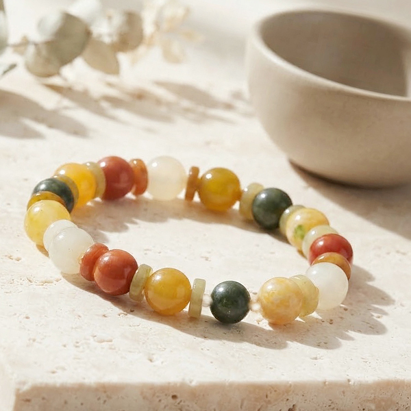 Natural Multi Color Jade Gemstones 164.53 Ct. Beads Flexibility Bracelet Mixed Shape
